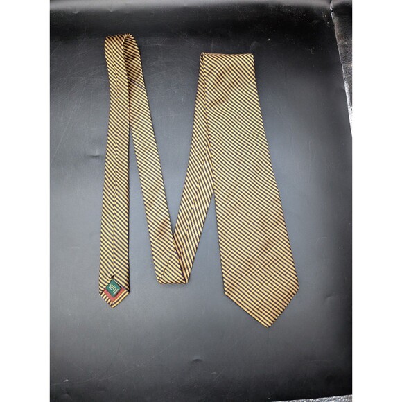 Lauren Ralph Lauren Blue Yellow Stripe Mens Neck Tie 100% Silk USA Hand Finished - Picture 4 of 5